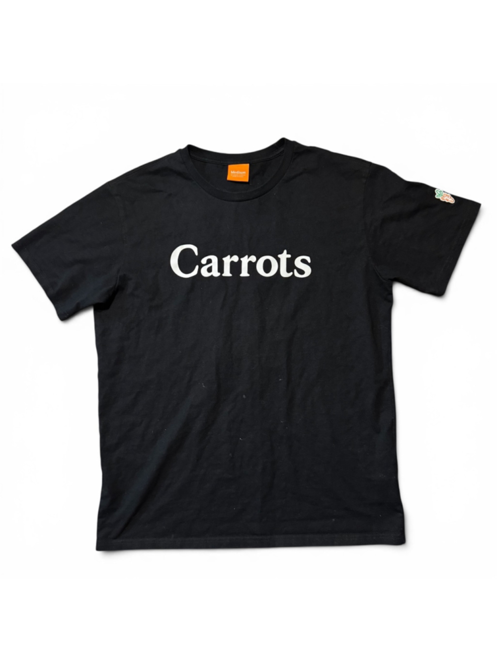 Carrots Black Short Sleeve Tee with White Logo Size Medium